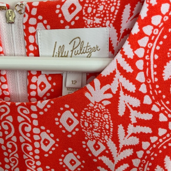 Lilly Pulitzer Edita Shift Dress in Flamingo Feather Harbor sz 12 - Picture 4 of 6